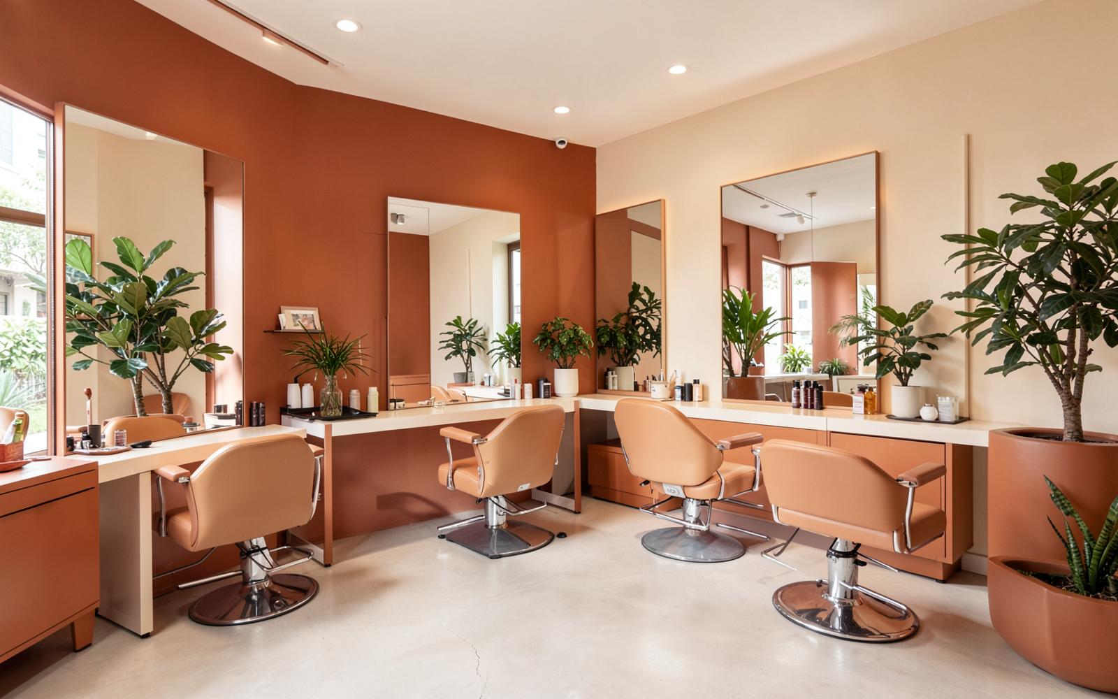 Interior del salón de Peluquería Pelos con sillones y espejos